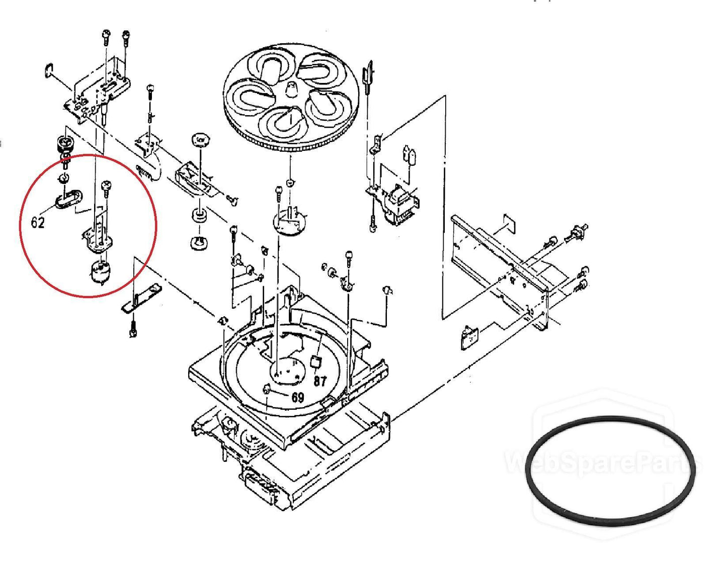 Courroie de rechange pour mécanisme de plateau tournant Sony CDP-C305M.