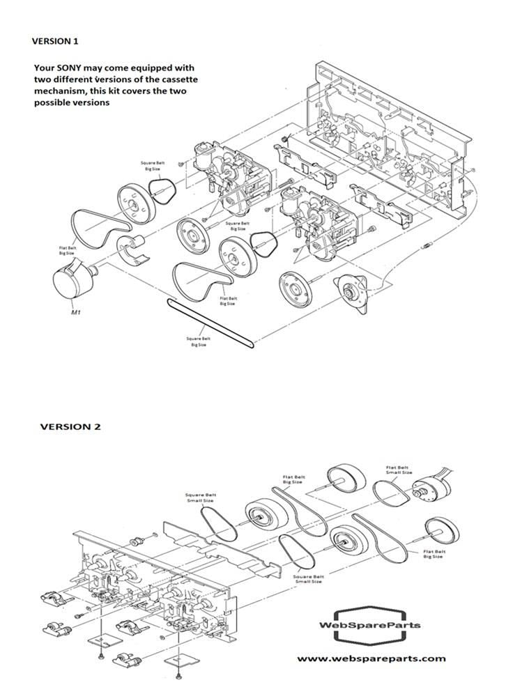 Kit Courroies Pour Platine Cassette Sony LBT-DR440