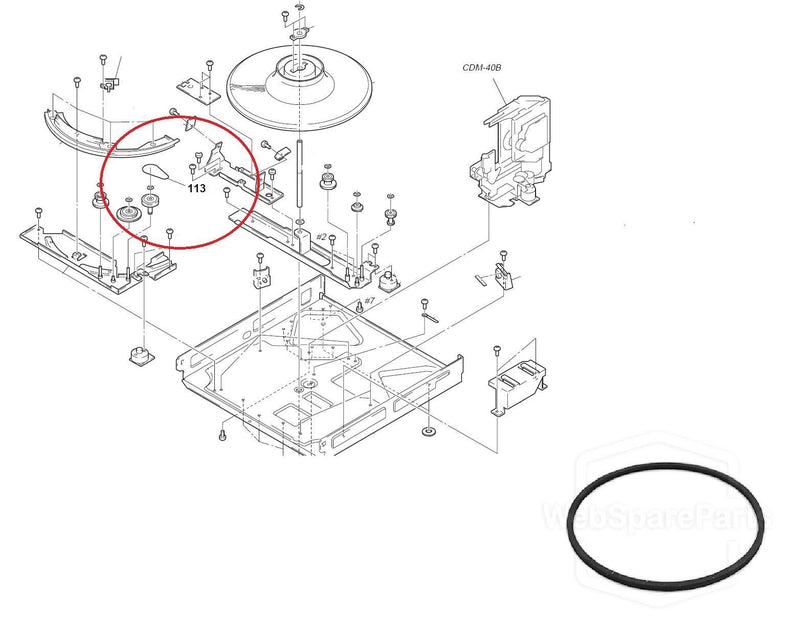 Courroie (Pos.113) Pour Lecteur CD Sony CDP-CX260